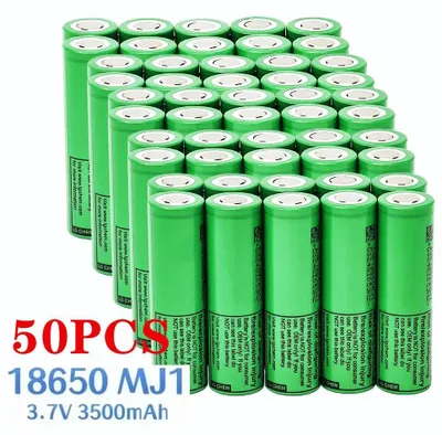 Image de Batterie lithium-ion 18650 - 18650-MJ1 - Rechargeable - 3,7 V - 3500 mAh - Batterie de remplacement - Lot de 50 pièces