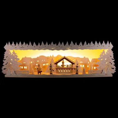 Produktbild von Schwibbogenerhöhung Weihnachtsmarkt verschneit (57x17cm) von Tietze Erzgebirgsdesign