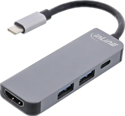Obrázek produktu pro InLine 33271H, USB 3.2 Gen 1 (3.1 Gen 1) Type-C, HDMI, USB 3.2 Gen 1 (3.1 Gen 1) Type-A, USB typu C, 5000 Mbit/s, 60 Hz, 3840 x 2160 px, Šedá