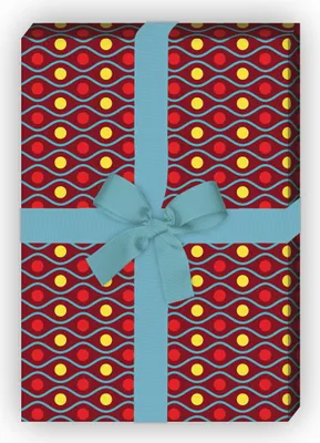 Produktbild von Schönes Vintage Geschenkpapier, Dekorpapier mit Retro Wellen Punkten, grün - G8629, 32 x 48cm