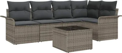 Produktbild von vidaXL Gartensofa-set 6 stk. Grau Poly-Rattan