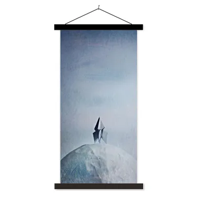 Produktbild von MuchoWow® Textilposter Illustration - Kinder - Rakete - Papier 60x120 cm mit schwarzem Rahmen - Magnete