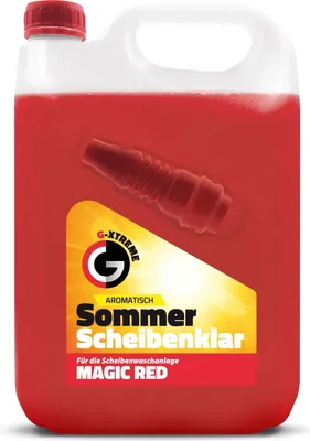 Produktbild von Scheibenwischwasser mit Drogerie Duft | Gebrauchsfertig Scheibenklar Sommer | ScheibenReiniger für Scheibenwaschanlagen mit Trichter | Magic Red, 5 L