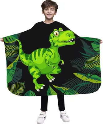 Obrázek produktu pro Dětský kadeřnický plášť, 85 x 110 cm, dinosaurus, T-Rex, kadeřnický plášť, pro kadeřnický salón, barevný [111]