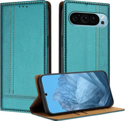 Produktbild von Handyhülle für Google Pixel 10 Leder Flip Klappbare Schutzhülle mit Standfunktion Grün