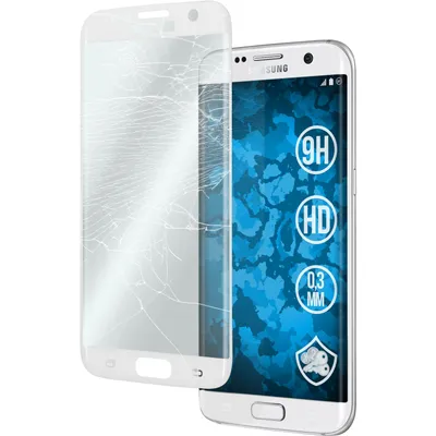 Produktbild von 1er-Pack PhoneNatic Glas-Folie klar full-screen weiß kompatibel mit Samsung Galaxy S7 Edge - Panzerglas für Galaxy S7 Edge