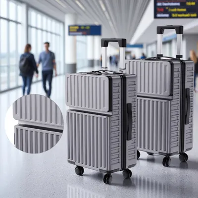 Produktbild von Set aus zwei Hartschalenkoffern aus ABS – 20"/24" – Grau – Kabinen- und Gepäckraumgepäck, leicht und robust, TSA-konform, 4 Rollen