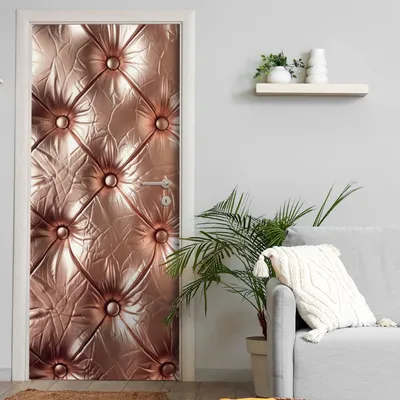 Produktbild von Türtapete selbstklebend | 200 x 90 cm Leder rose gold | Tür Aufkleber Poster Türfolie | Einteilig | Wasserfest 3D Türaufkleber Klebefolie Wandtattoo