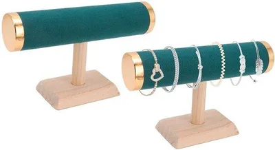 Produktbild von Armband-Schmuckhalterer T-Bar - Multifunktioneller Schmuckorganizer - Kompressorholz, Kunstleder Armbandhalterer