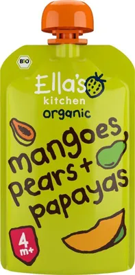 Productafbeelding van Ella's Kitchen Mangoes pears & papayas knijpz akje 4+ maanden (120 gr)