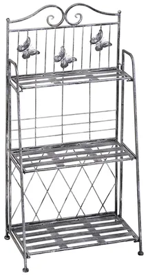 Zdjęcie produktu dla Stojak Na Rośliny Metalowy Stojak Na Kwiaty Z 3 Poziomami, Schody Kwiatowe Do Ogrodu, Srebrnoszary, 44X25X96Cm