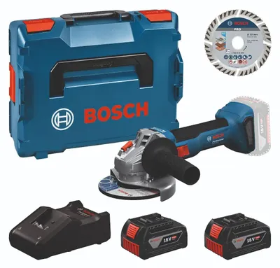 Produktbild von Bosch Werkzeug-Set: GWS 18V-8 + 2x GBA 4.0Ah + GAL 18V-40 + Trennscheibe 125 in L-BOXX