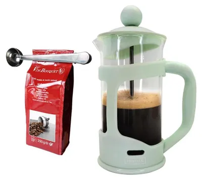 Produktbild von NERTHUS FIH 1147 Set French Press 350 ml grün Löffel und Zange für Kaffee