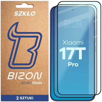 Produktbild von Gehärtetes Glas für Xiaomi 17T Pro, Bizon Glass Edge Duo, Schwarzer Rahmen, 2 Stück
