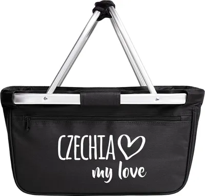 Produktbild von Huuraa Einkaufskorb Czechia my love 20 Liter Black faltbarer Tragekorb Geschenkidee
