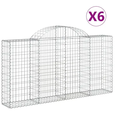 Produktbild von vidaXL Gabionen mit Hochbogen 6 Stk. 200x30x100/120cm Verzinktes Eisen