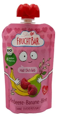 Produktbild von FruchtBar Quetschi Himbeer, Banane, Birne 100g Beutel Fruchtpüree