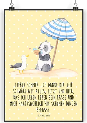 Produktbild von Mr. & Mrs. Panda Bild Lieber Sommer DIN A5 - Gelb Pastell - Geschenk, Plakat, Inspiration, Strand, Farben, wanddeko, Summer Vibes, Wandbild, Kunstdruck, Gemütlichkeit