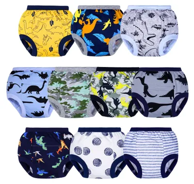 Imagen del producto de Pantalones de entrenamiento para el uso del orinal - 100% algodón - Set temático de dinosaurios de 10 unidades