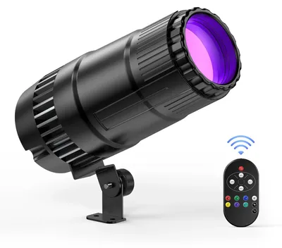 Produktbild von Mini RGBWYP+CYAN LED-Beam-Spotlight - Bühnenbeleuchtung - 15 Farben - 4 Lichteffekte - Fernbedienung - 20 W - 1 Stück - EU-Stecker