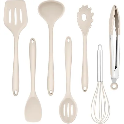 Obrázek produktu pro Sada kuchyňských pomůcek, 7 kusů, silikon, odolné vůči teplu, barva khaki