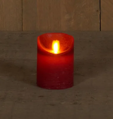 Productafbeelding van Kaars wax rustiek bewegende vlam 7,5x10 cm bordeaux b.o. Anna's Collection