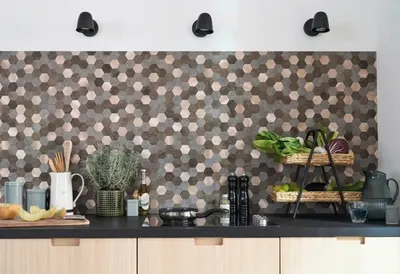 Obrázek produktu pro Samolepicí panel WallTiles Premium metal Stone&Hexagons hnědý/zlatý 30,4 x 30,4 cm