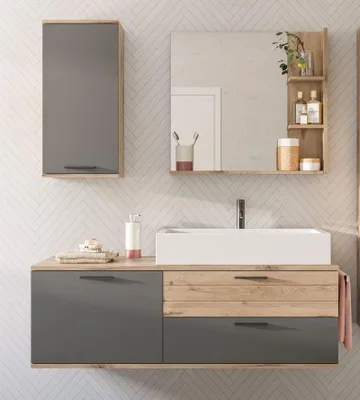 Produktbild von Badezimmer-Set Mason 1 | Nox Oak / Basalt grau | 4-teilig