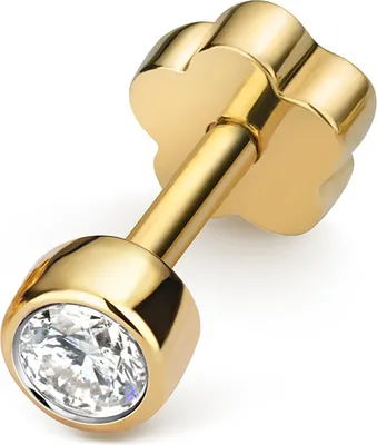 Produktbild von Funkelndes Feuer 18 Karat (750) Gold Damen - Diamant Einzel Knorpel Ohrstecker Brillant-Schliff 0.07 Karat H - SI2; WJS34721