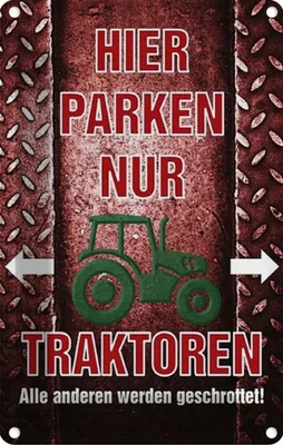Produktbild von vianmo Blechschild 30x20 cm hier parken nur Traktoren Parkplatzschild