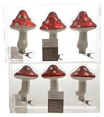 Produktbild von Baumschmuck Pilz knubbelige Pilzkappe 3er Set Glaspilz mit Clip