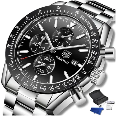 Zdjęcie produktu dla Zegarek Męski Benyar Klasyczny Elegancki Chronograf Datownik + Pudełko