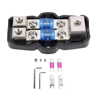 Obrázek produktu pro Mini rozvaděč pojistek ANL 1-in-2-out – s pojistkami 60 A/80 A/100 A, rozvaděč proudu pro elektrické systémy v autech, obytných vozech a jachtách