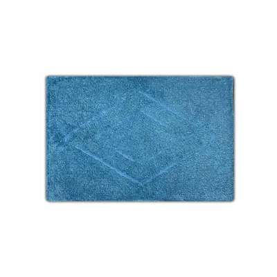 Produktbild von Badezimmer Teppich 60x40 cm Badematte Badvorleger Raute Blau WC Bad Duschvorleger Baumwolle Badteppich Badläufer Badezimmermatte Duschvorlage Waschbar