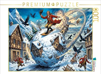 Produktbild von CALVENDO Puzzle Flucht auf der Riesenschneekugel | 1000 Teile Lege-Größe 64x48cm Foto-Puzzle für glückliche Stunden