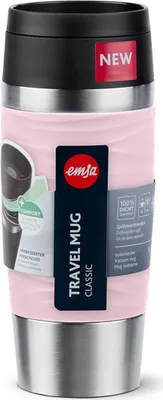 Obrázek produktu pro EMSA Travel Mug Waves, Růžová, Nerezová ocel, Silikon, Nerezová ocel, Polypropylen (PP), 36 ml, 8,3 cm, 200 mm