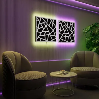 Immagine prodotto di Set da 2 pannelli acustici a LED con effetto RGB Glow per Echo Control | Pannelli fonoassorbenti con retroilluminazione | 2x SKYROSS - Separately | Plastica bianca