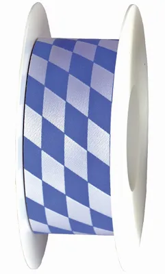 Image de Goldina® 847240870025 Zier Acetatband - 40 mm x 25 m, Raute, weiß/blau