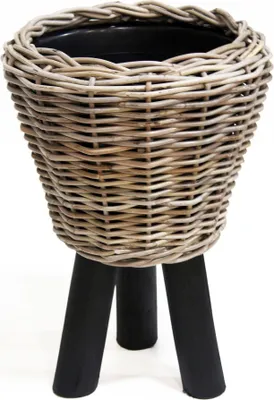 Produktbild von NATURN LIVING Blumentopf auf Holzbeinen – ø 27 x 42 cm – Trockentopf auf Holzbeinen – Nachhaltiger Übertopf – Pflanztopf – Blumenkasten – Braun