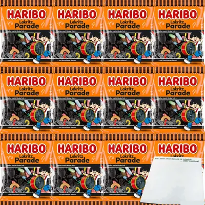 Produktbild von Haribo Lakritz Parade 12er Pack (12x175g Packung) + usy Block