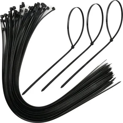 Produktbild von 40 Stück schwarze Kabelbinder - 760 mm x 9 mm - 50 kg Zugkraft - selbstschließend - robust - für Werkstatt und Garten