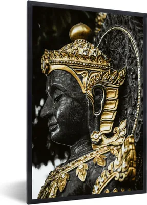 Produktbild von MuchoWow® MuchoWow® Gerahmtes Poster Buddha - Gesicht - Gold 20x30 cm - Poster mit zchwarzem Bilderrahmen - Drucken - Bilder Poster im Rahmen