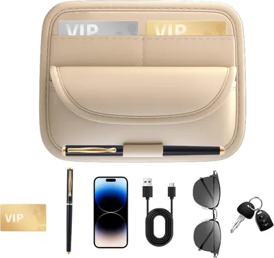 Imagen del producto de Soporte para gafas de sol para coche, clip de cuero sintético (PU), universal, organizador para gafas de sol