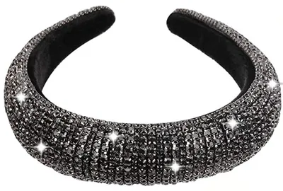 Produktbild von Strass-Haarreif mit Kristallen und Diamanten für Damen, modisch, handgefertigt, breite Haarreifen, perlenbesetztes Bling-Haarband, Haaraccessoires