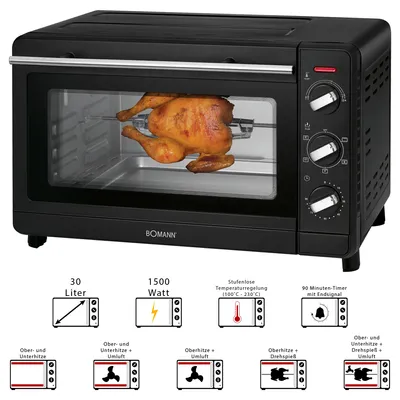 Obrázek produktu pro Bomann MBG 6023 CB, 30 l, Černá, Stojací, Otočné, 100 - 230 °C, 29 cm