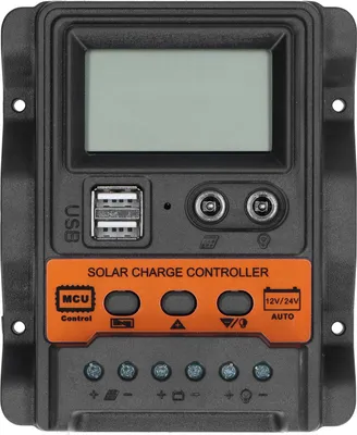 Produktbild von 12V/24V Solar Laderegler mit Dual DC Stromanzeige, LCD Display und USB Ausgang – 20A Solar Controller