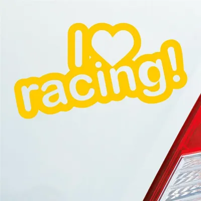 Produktbild von Auto Aufkleber I Love racing Tuning Lustig Spruch 15x8 cm Gelb Sticker Heckscheibenaufkleber