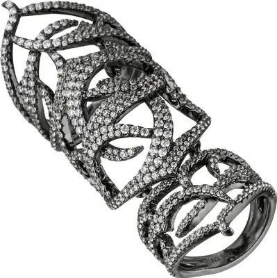 Produktbild von Gr. 50 Damen Ring 925 Sterling Silber geschwärzt mit Zirkonia Gelenkring Gliederring