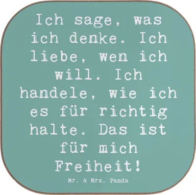 Produktbild von Mr. & Mrs. Panda Untersetzer für Gläser Spruch Freiheit Leben - Meeresbrise - Geschenk, Teeuntersetzer, Zitat, Coaster, Tassen, Tischuntersetzer, Holzuntersetzer, Gefühl