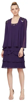 Produktbild von S.L. Fashions Damenkleid für die Brautmutter mit Pailletten-Ausschnitt an der Sc
